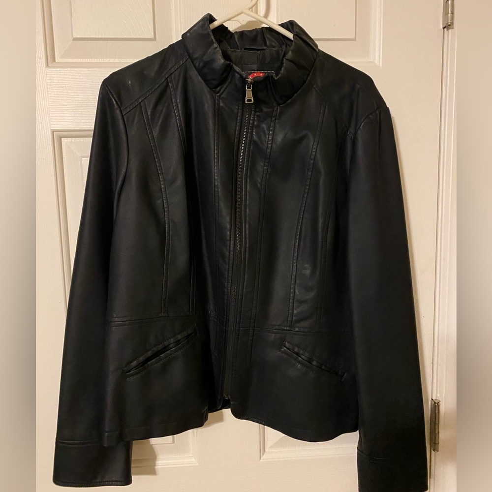 Giacca black faux leather jacket